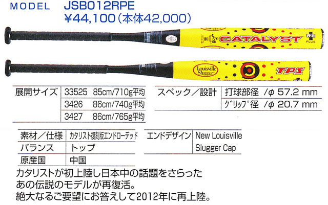 JSB012RPE 2012カタリストてんとう虫復刻モデルソフトボール３号