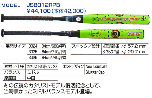 超希少ルイスビルスラッガー復刻版てんとう虫カタリストソフトボールゴム3号ミドル - バット