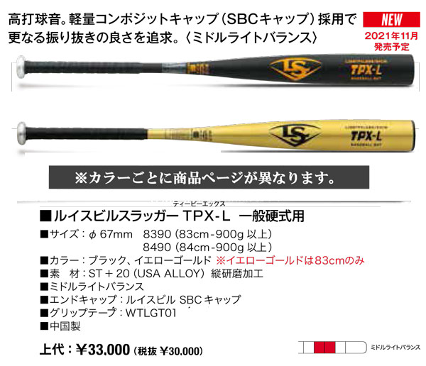 限定 クーポン10% ルイスビルスラッガー中学硬式TPX-L83cm800gミドル