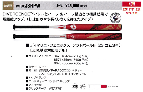 JSRPW 2018Wilsonディマリニ・フェニックス ソフトボール３号革